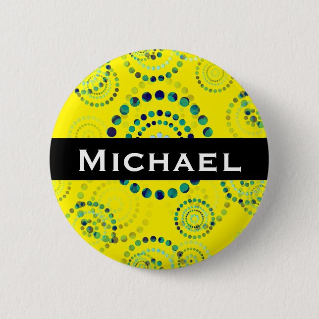 Dots Circle Power Flowers II + your backgr. & idea 2 Inch Round Button (Front)