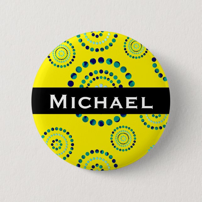 Dots Circle Power Flowers + your backgr. 2 Inch Round Button (Front)