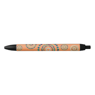 Dots Circle Power Flowers + your backgr. Black Ink Pen