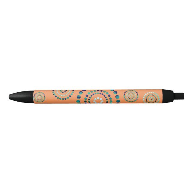 Dots Circle Power Flowers + your backgr. Black Ink Pen (Front)