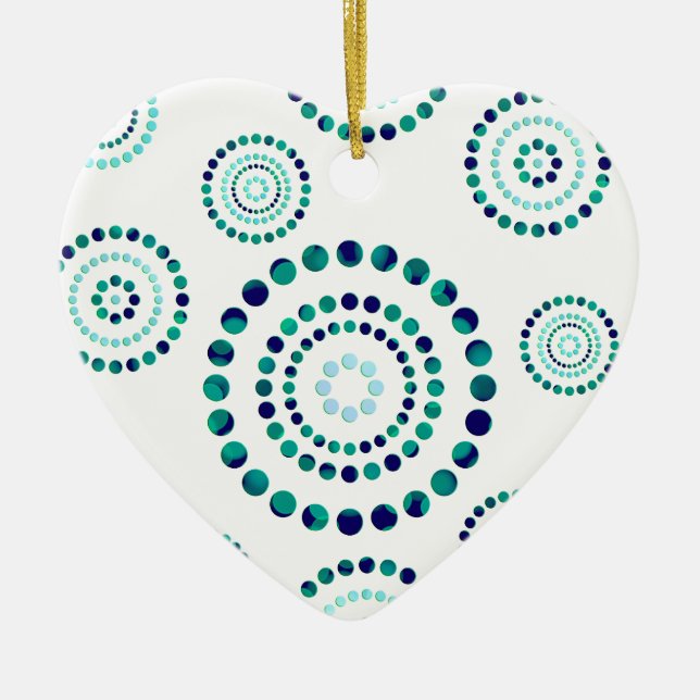 Dots Circle Power Flowers + your backgr. Ceramic Ornament (Front)