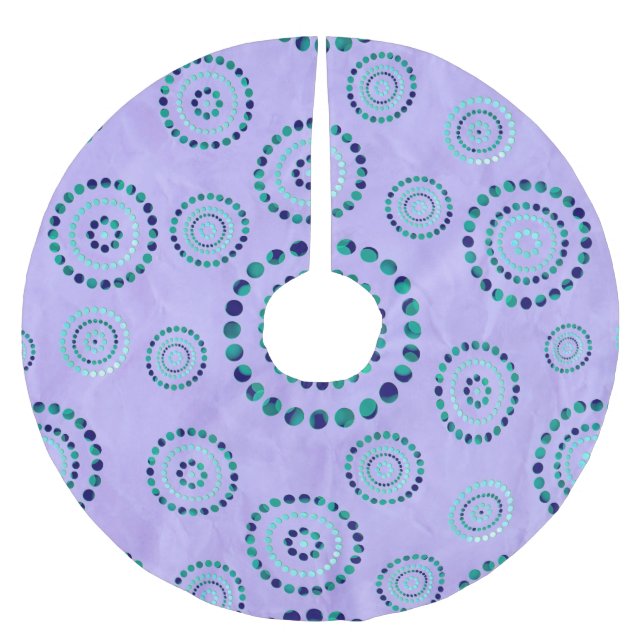 Dots Circle Power Flowers + your backgr. & ideas Brushed Polyester Tree Skirt (Front)