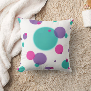 Dots Cute fun pattern Purple pink teal colours Throw Pillow