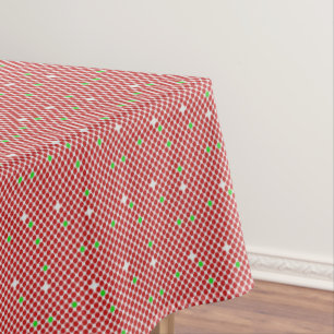 Dots Diagonal Graphical Pattern Red White Green Tablecloth