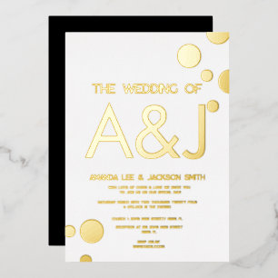 Dots d'or blanc moderne Mariage Invitation à huile