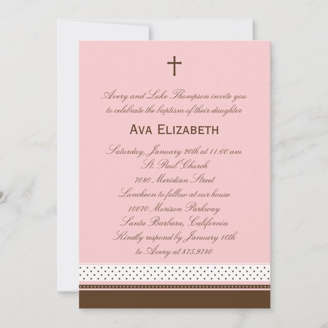 Dots et rayures Baptême / Invitation Christening (Devant)