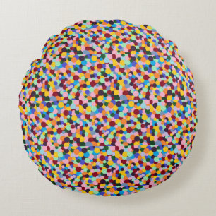 Dots Gumballs Bright Vivid Burst of Colour Round Pillow