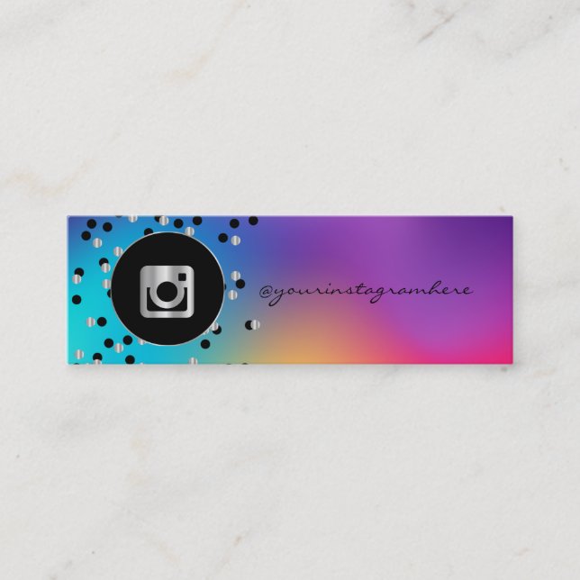 Dots, Holographic Instagram Social Media Mini Business Card (Front)