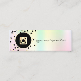 Dots,Holographic Iridescent Instagram Social Media Mini Business Card