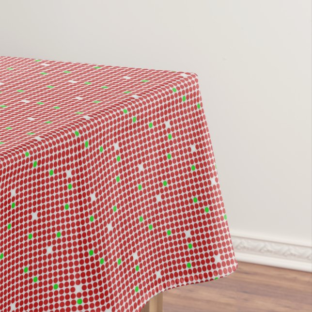 Dots Horizontal Graphical Pattern Red White Green Tablecloth (In Situ)
