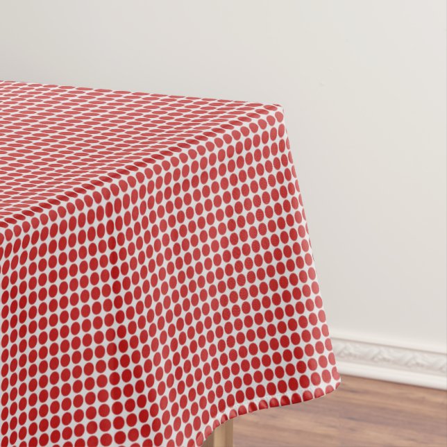 Dots Horizontal Graphical Pattern Red White Tablecloth (In Situ)