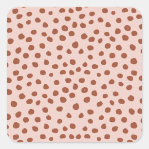 Dots in Peach and Brown Dalmatian Spots Square Sticker