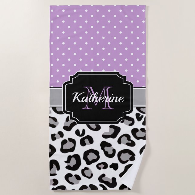 Dots & Leopard Print Beach Towel (Front)