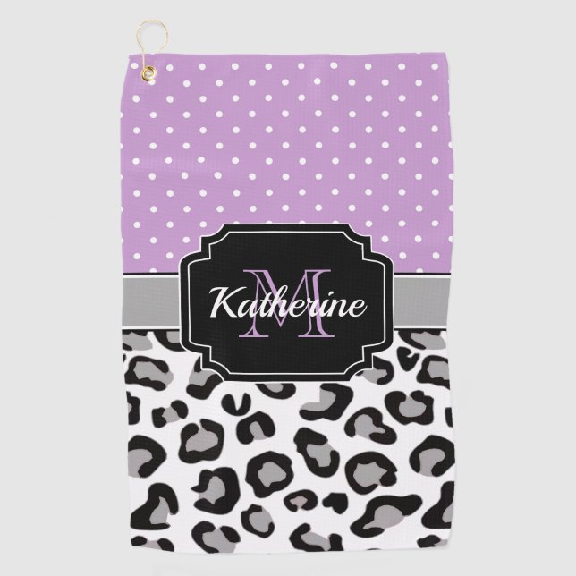 Dots & Leopard Print Golf Towel (Front)