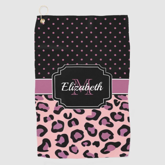 Dots & Leopard Print Golf Towel (Front)