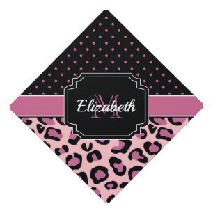 Dots & Leopard Print Graduation Cap Topper