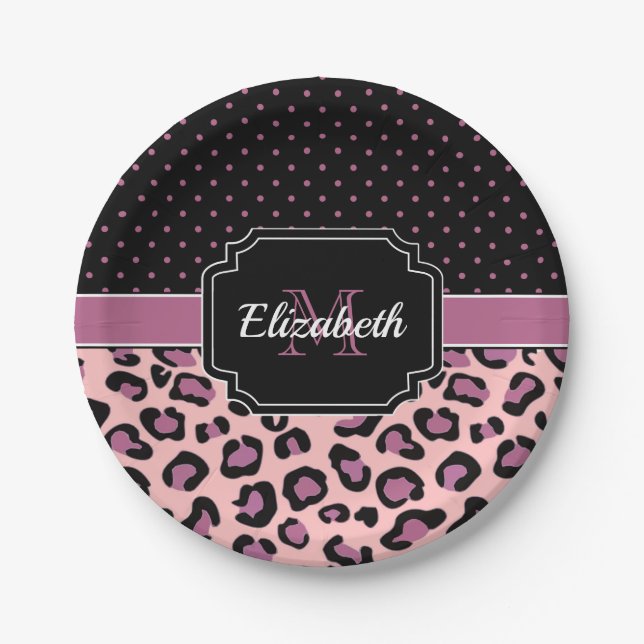 Dots & Leopard Print Paper Plate (Front)