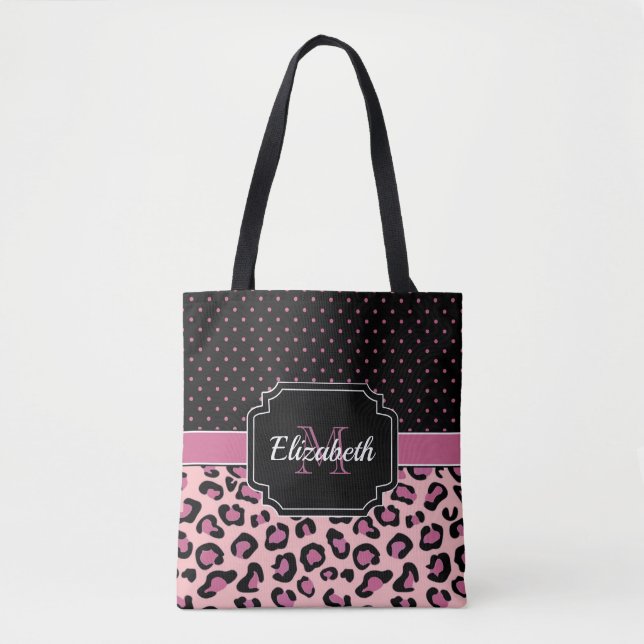 Dots & Leopard Print Tote Bag (Front)
