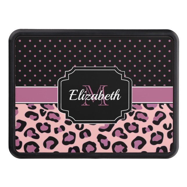 Dots & Leopard Print Trailer Hitch Cover (Front)