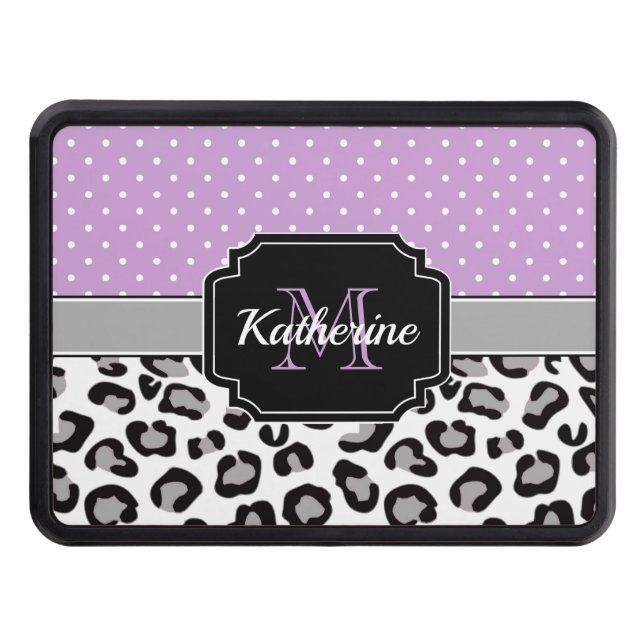 Dots & Leopard Print Trailer Hitch Cover (Front)