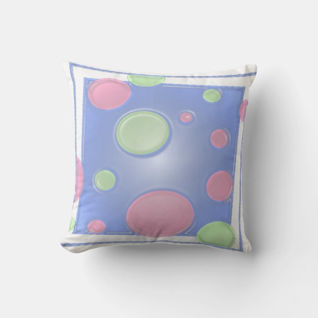 DOTS on Blue Throw Pillow (Front)