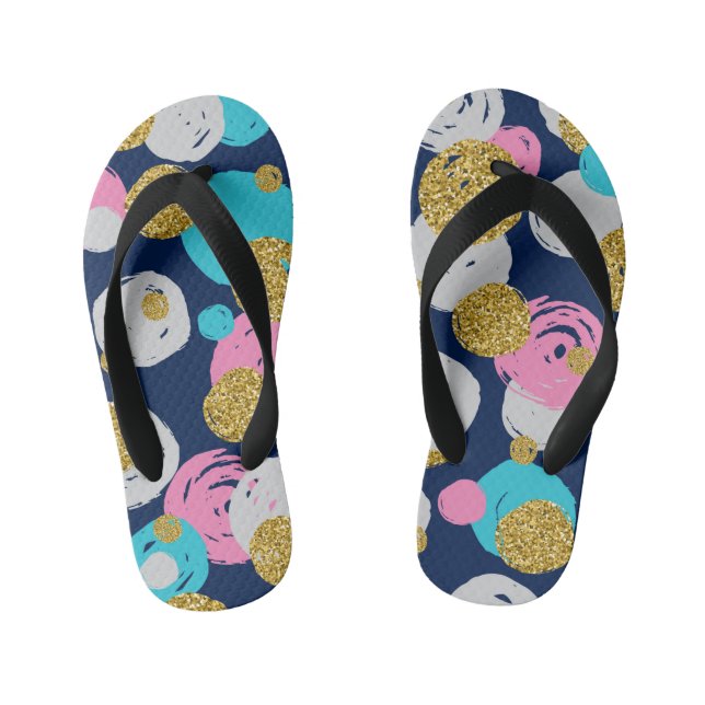 Dots Pattern 11 Kid's Flip Flops (Footbed)