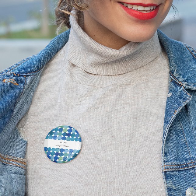 Dots pattern - blue and green 1 inch round button (Creator Uploaded)