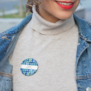 Dots pattern - blue and green 1 inch round button