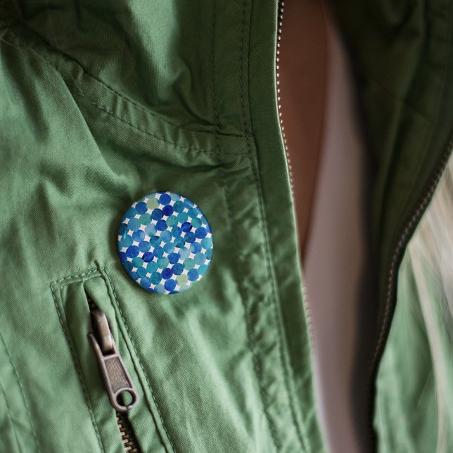 Dots pattern - blue and green 2 inch round button (Creator Uploaded)