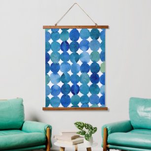 Dots pattern - blue and green hanging tapestry