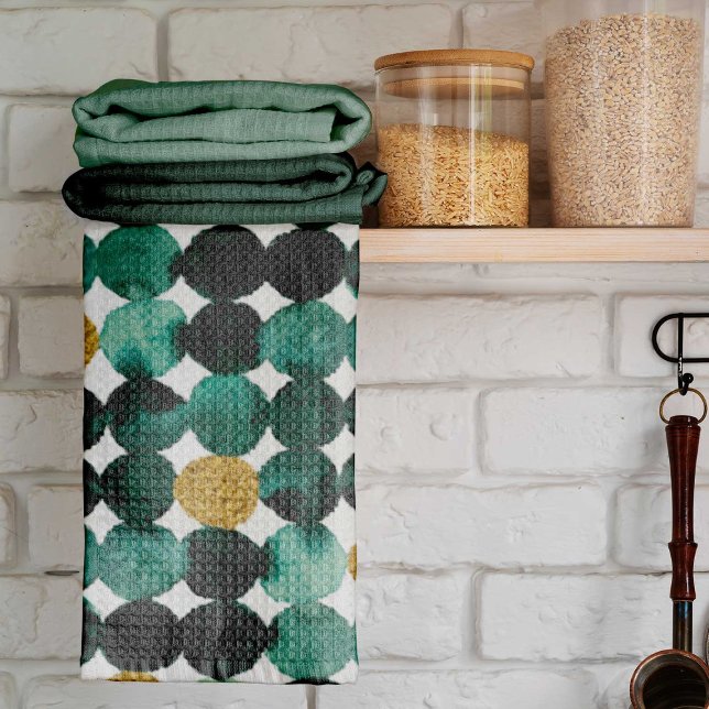 Dots pattern - emerald and gold glitter kitchen towel (Creator Uploaded)