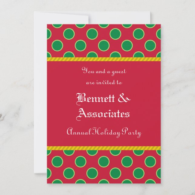 Dots Pattern Holiday Party Invitation (Front)
