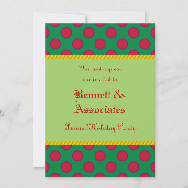 Dots Pattern Holiday Party Invitation (Front)