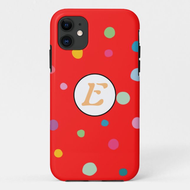 Dots pattern red colourful monogram joyful cute Case-Mate iPhone case (Back)