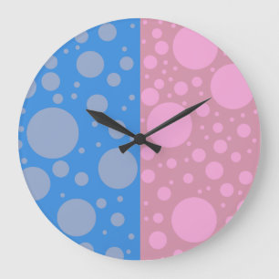 Dots Pink Blue Round (Large) Wall Clock