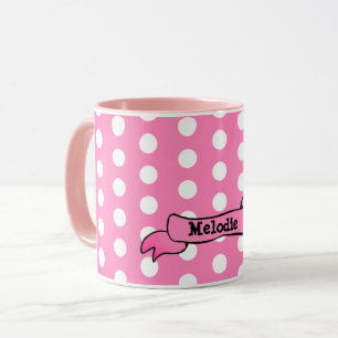 Dots Pink Personalized Ringer Combo Mug