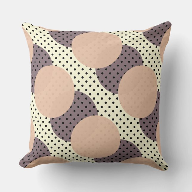 Dots pink purple black on off-white throw pillow (Front)