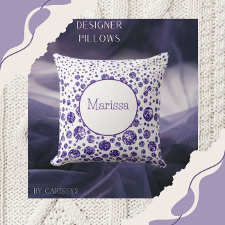 Dots Purple Personalized Throw Pillow