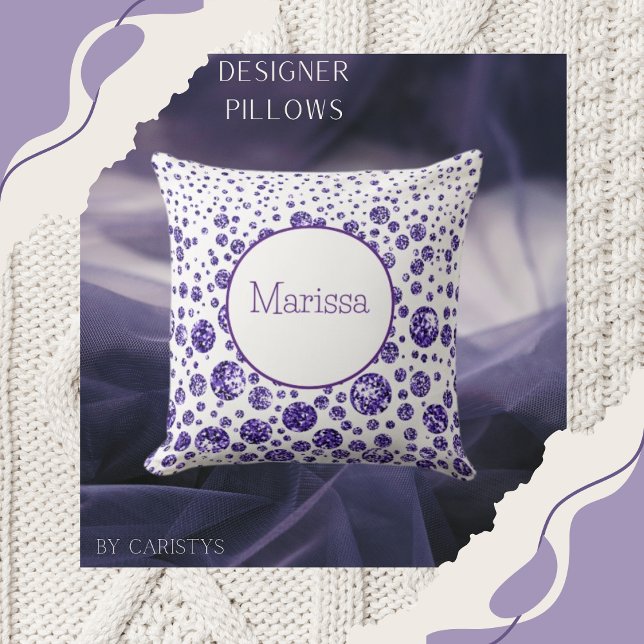 Dots Purple Personalized Throw Pillow (Creator Uploaded)