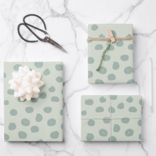 Dots Sage Green Wrapping Paper Sheet