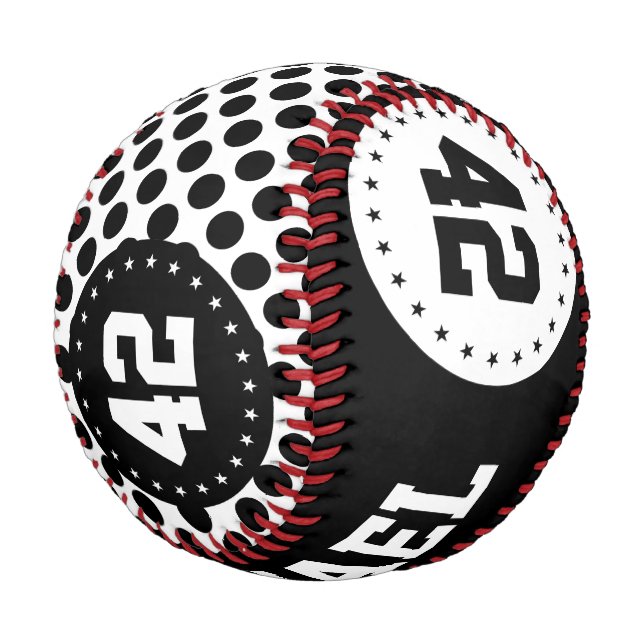 Dots seamless pattern black + your back baseball (Angled)