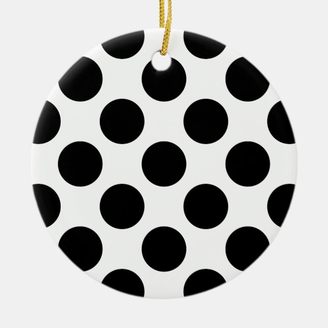 Dots seamless pattern black + your back ceramic ornament (Front)