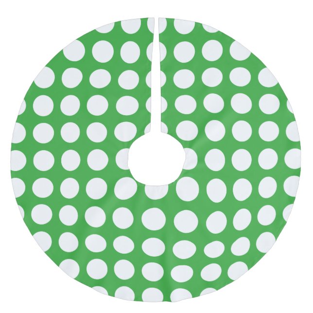 Dots seamless pattern white + your backgr. brushed polyester tree skirt (Front)