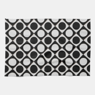 Dots & Squares / black white + your ideas Kitchen Towel