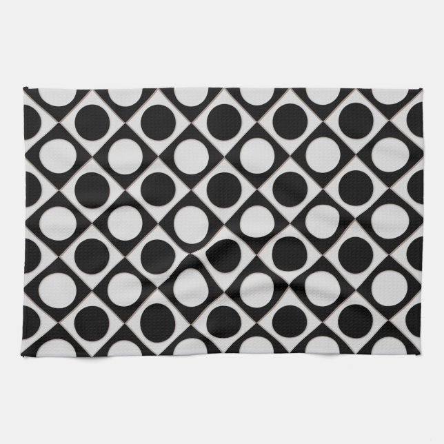 Dots & Squares / black white + your ideas Kitchen Towel (Horizontal)