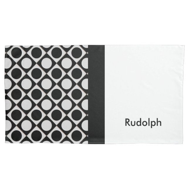 Dots & Squares / black white + your ideas Pillowcase (Front)