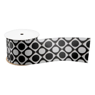 Dots & Squares / black white + your ideas Satin Ribbon