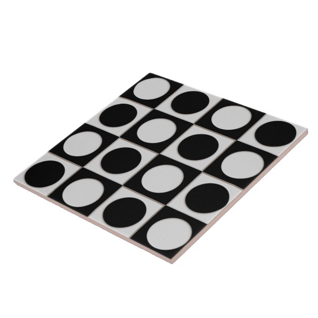 Dots & Squares / black white + your ideas Tile (Side)
