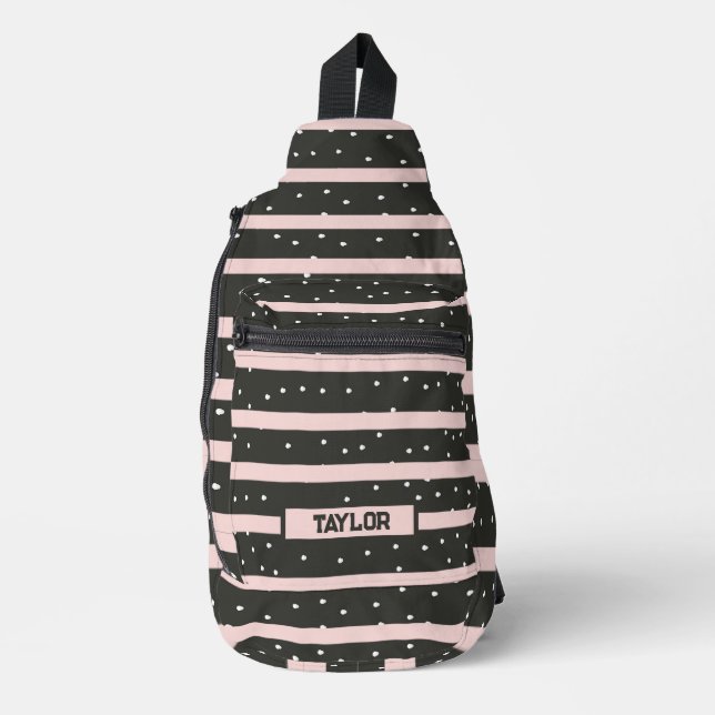 Dots & Stripes Personalized Sling Bag (Front)