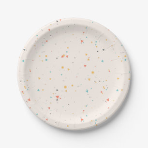 Dots & Triangle Confetti Pattern Paper Plate
